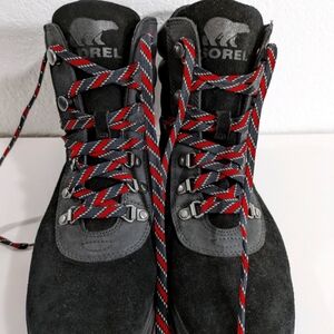 Sorel Black and Red Hiking Boots